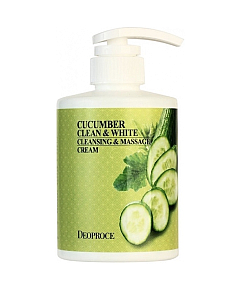 Deoproce Clean and White Cleansing Massage Cream Cucumber - Крем для лица c огурцом массажный 430 мл